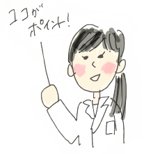 ここがポイントと教えてくれるイラスト